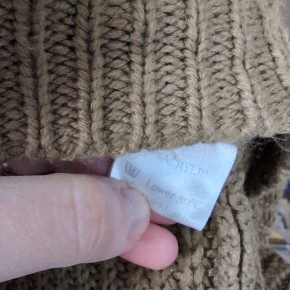 Sndys Chunky Oversized Cowl Neck Lounge Boho Olive Green Sweater L - Picture 7 of 9